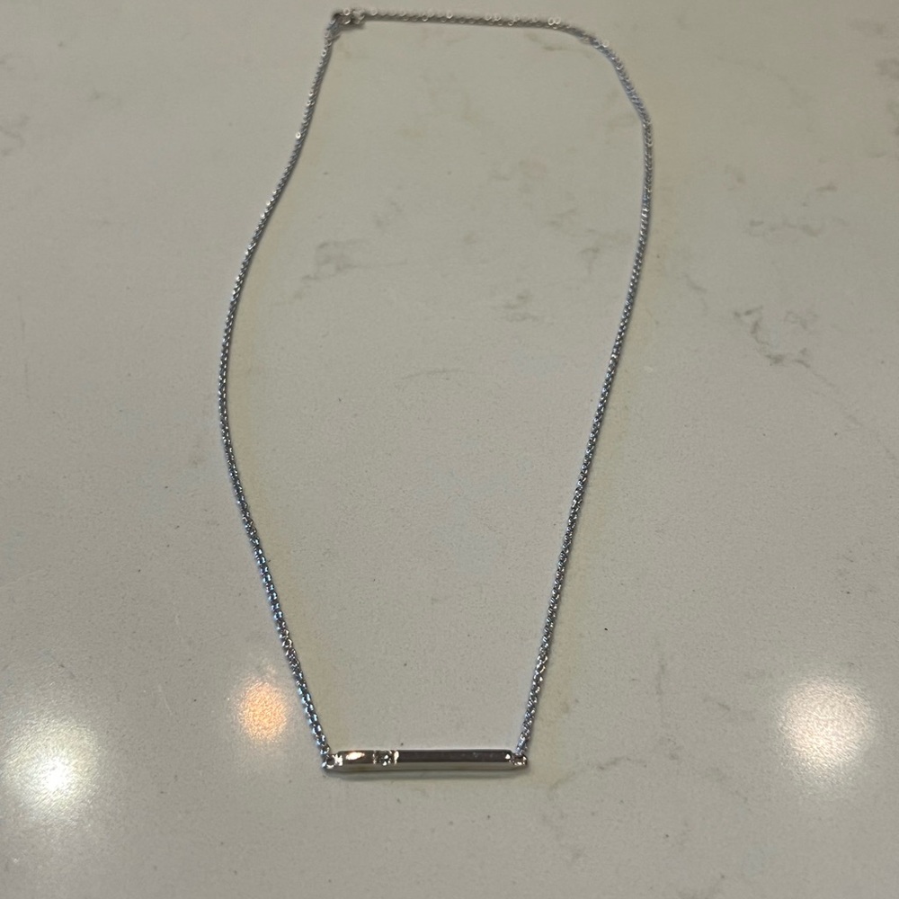 Brand new brilliant earth silver pendant necklace with 2 diamonds. Never worn!